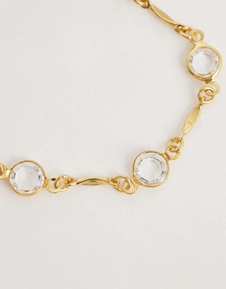 Orelia Orelia faceted crystal and link chain bracelet in 18k gold plated 2