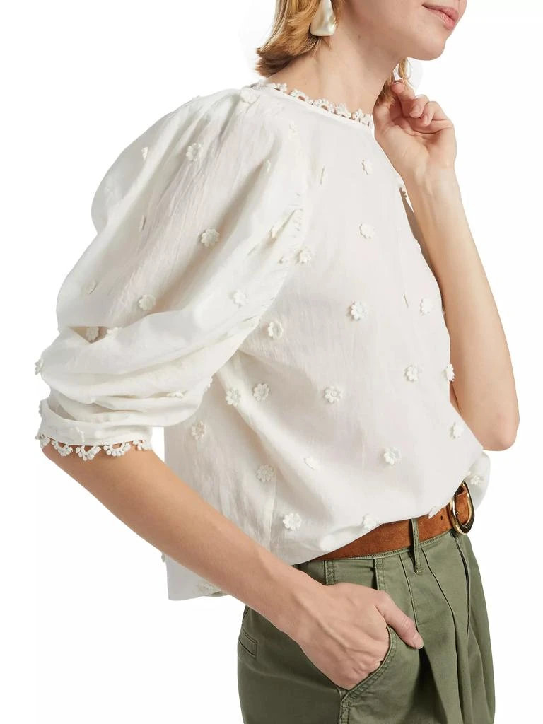 Farm Rio Puff-Sleeve 3D Flowers Blouse 6