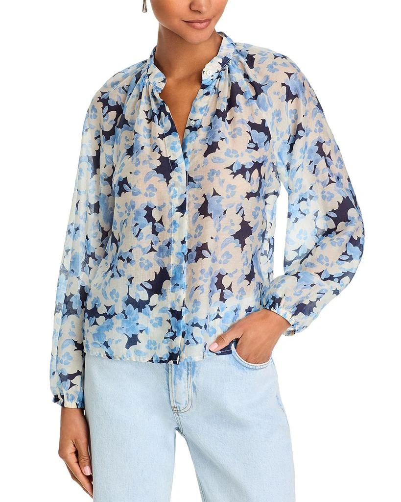 Bella Dahl Floral Print Shirred Collar Blouse 1