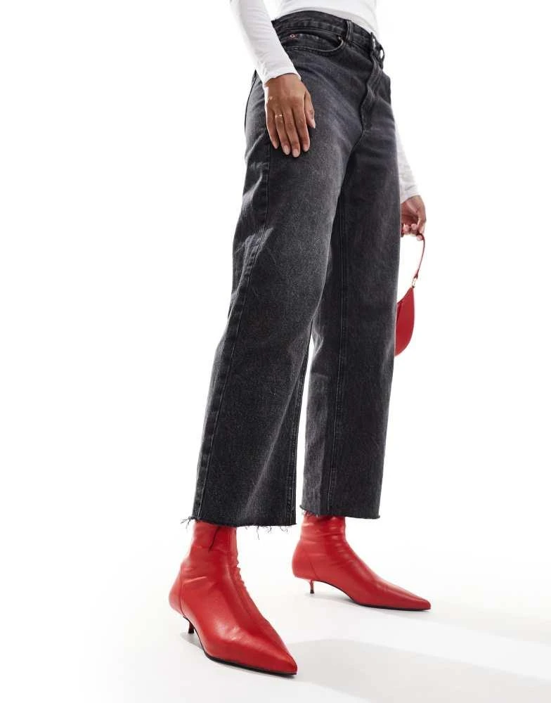 ASOS ASOS DESIGN Rhiannon extreme kitten heel sock boots in red 2