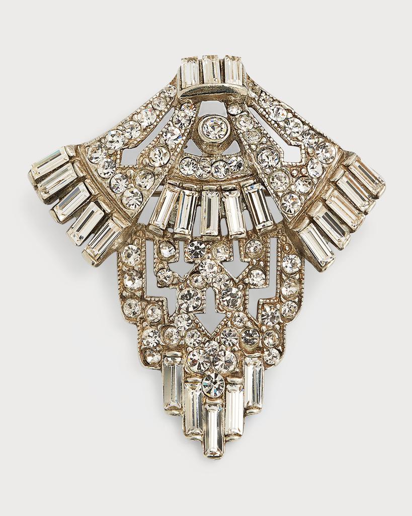 BEN-AMUN Silver Crystal Deco Brooch