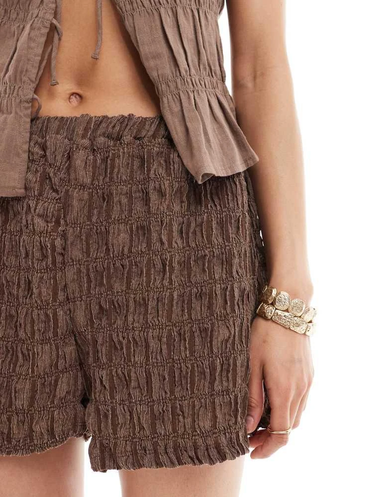 ASOS ASOS DESIGN acid wash texture shorts in brown - BROWN 5