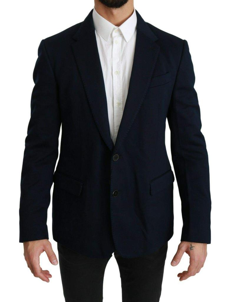 Dolce & Gabbana Dolce & Gabbana Blue Solid Cotton Silk Stretch Jacket Blazer