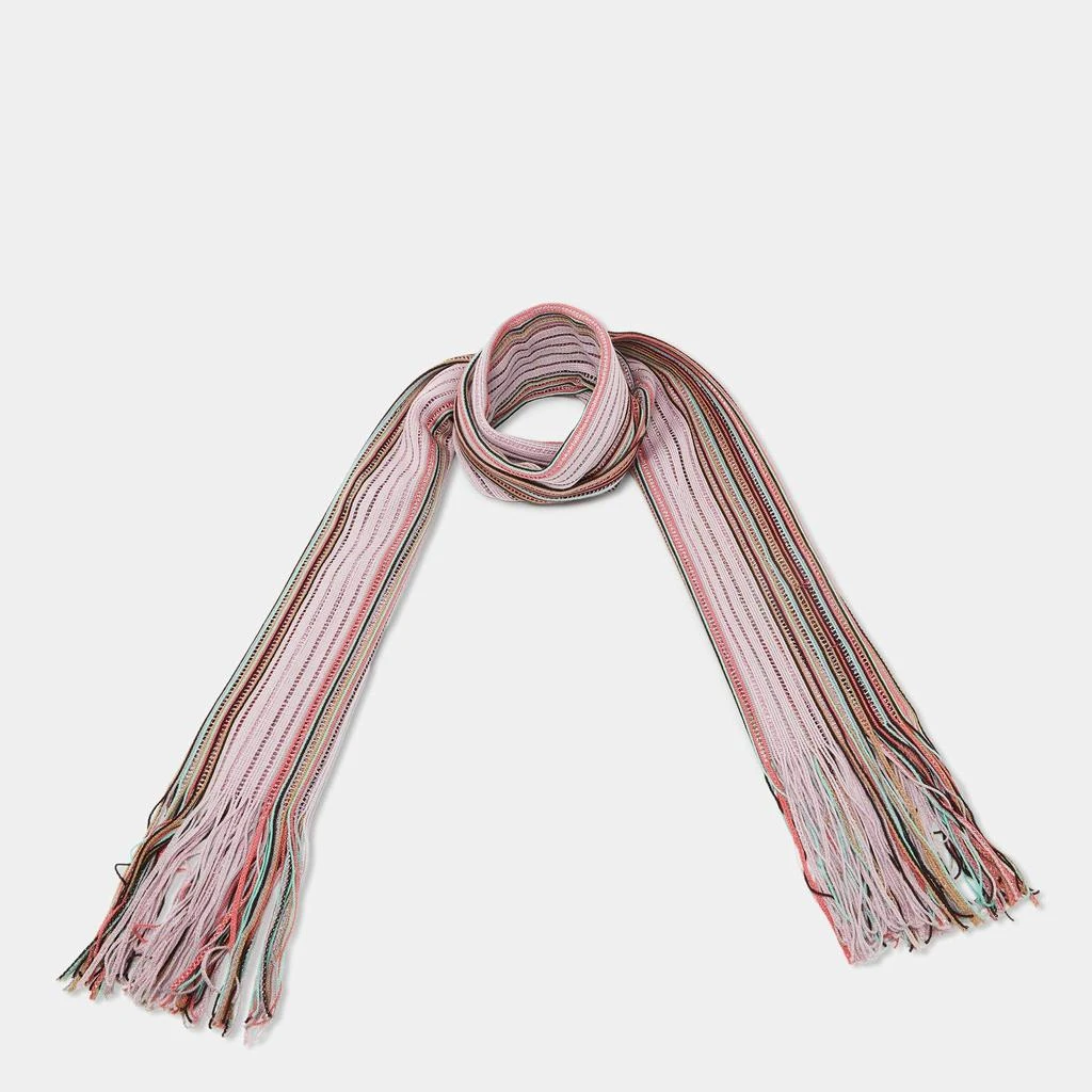 Missoni Missoni Pink Striped Lurex & Wool Fringed Stole 2