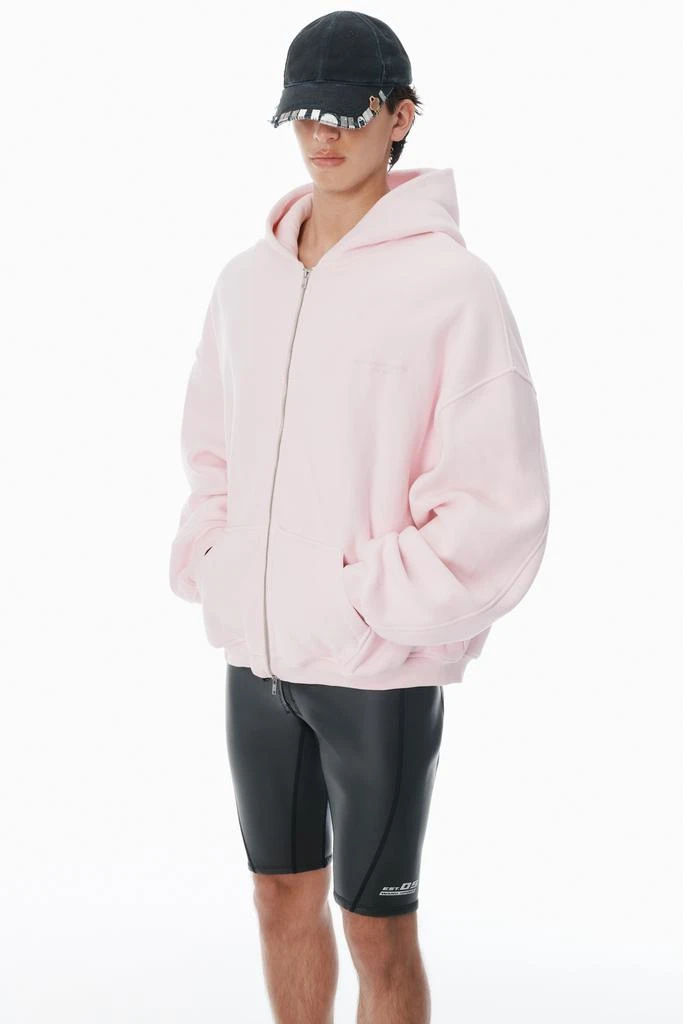 Alexander Wang Pink Cotton Logo Zip-Up Hoodie 3