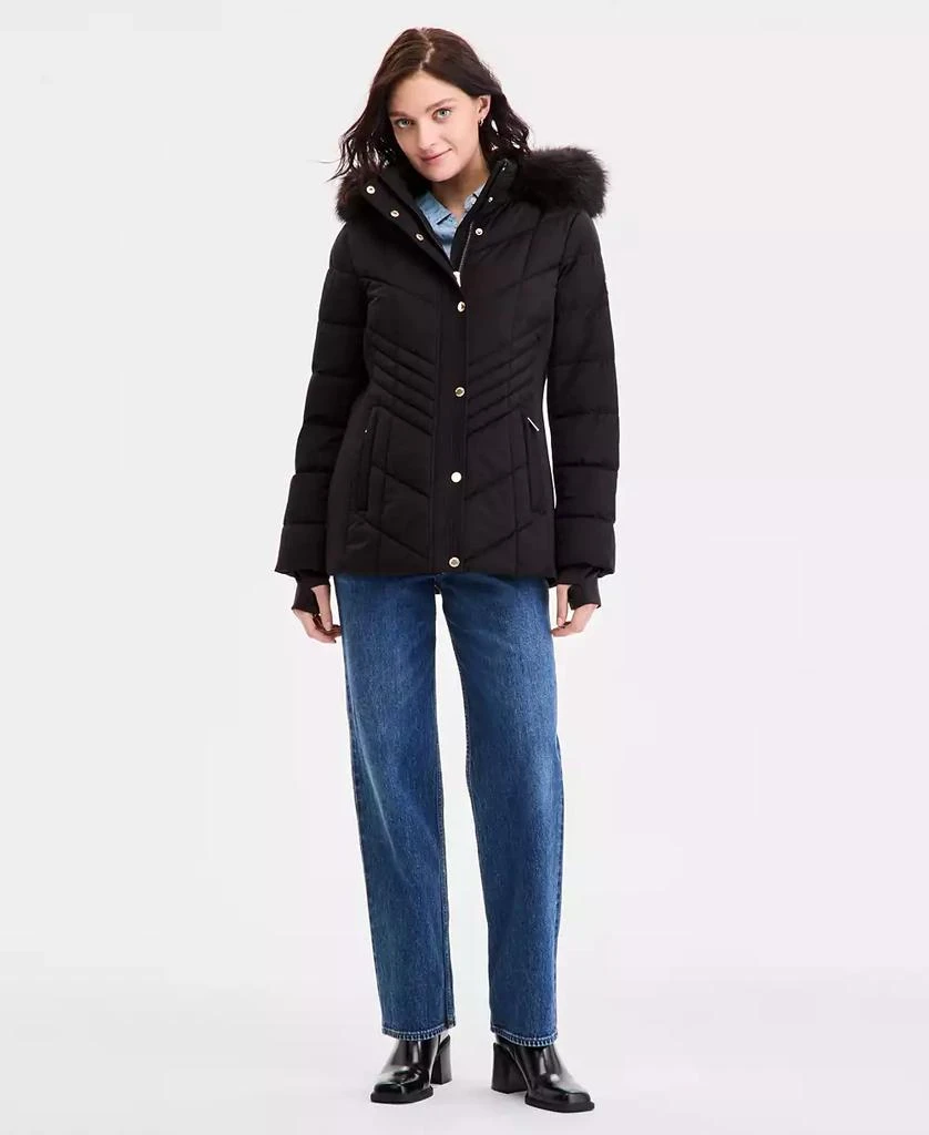 Michael Kors Women's Faux-Fur-Trim Hooded Puffer Coat, Exclusively at Macy's 1