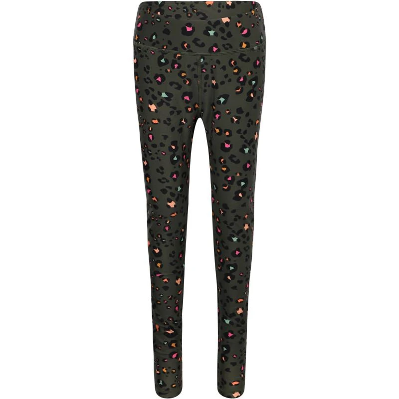 Munster Colorful leopard print leggings in olive green 1