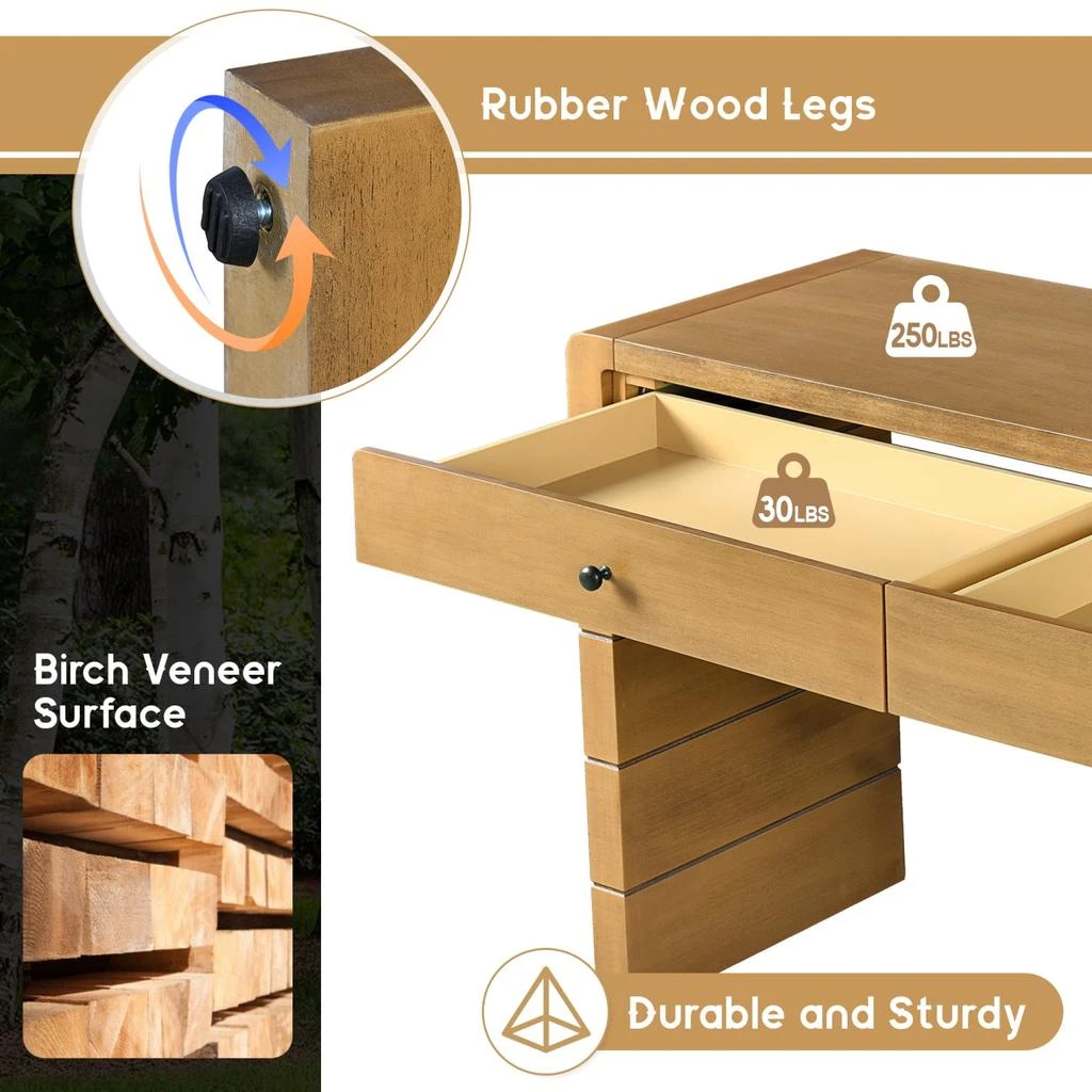 Streamdale Furniture Streamdale Curved Console Table with Drawers - Entryway Table 6