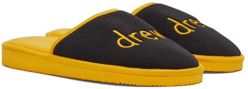 【関税込み】drew house スリッパ & ローファー Drew House SSENSE Exclusive Black & Yellow Scribble Slippers
