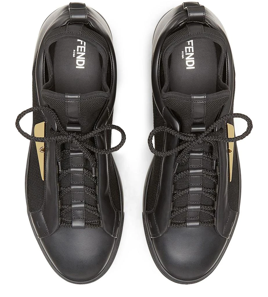 FENDI Black leather and tech fabric high-tops 4