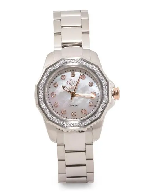 Gevril Women's Swiss Made Stainless Steel Cortina Round Diamond Watch