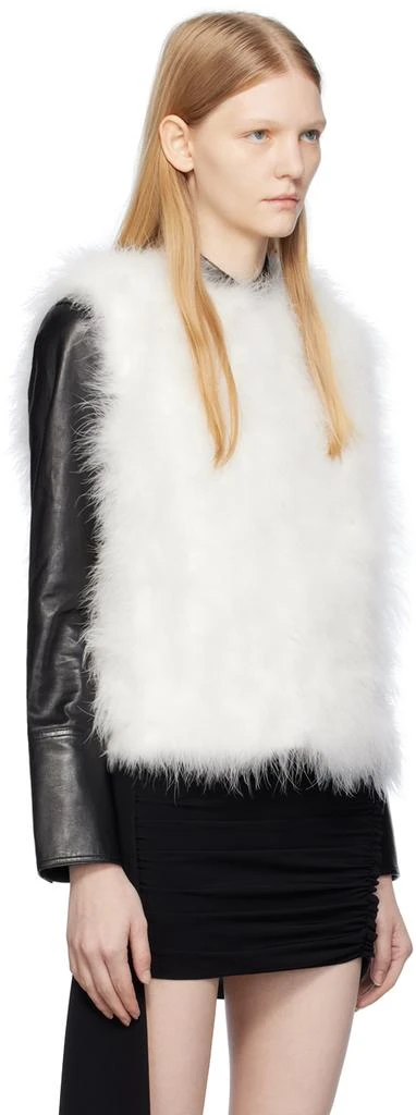 Yves Salomon White Round Neck Feather Vest 2