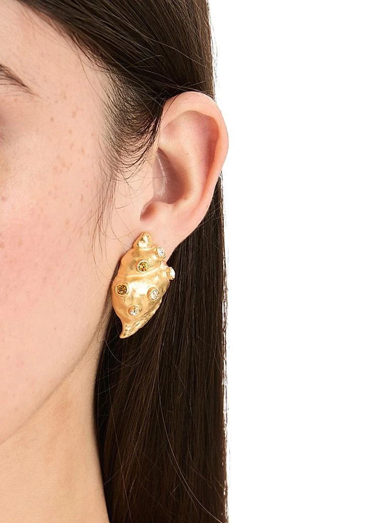 Oscar de la Renta Seashell 24K-Gold-Plated 
Glass Crystal Stud Earrings 2