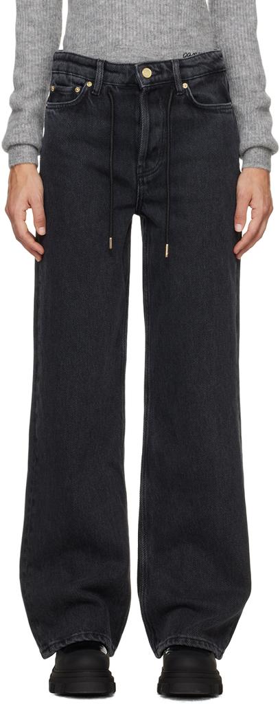 GANNI Black Drawstring Jeans