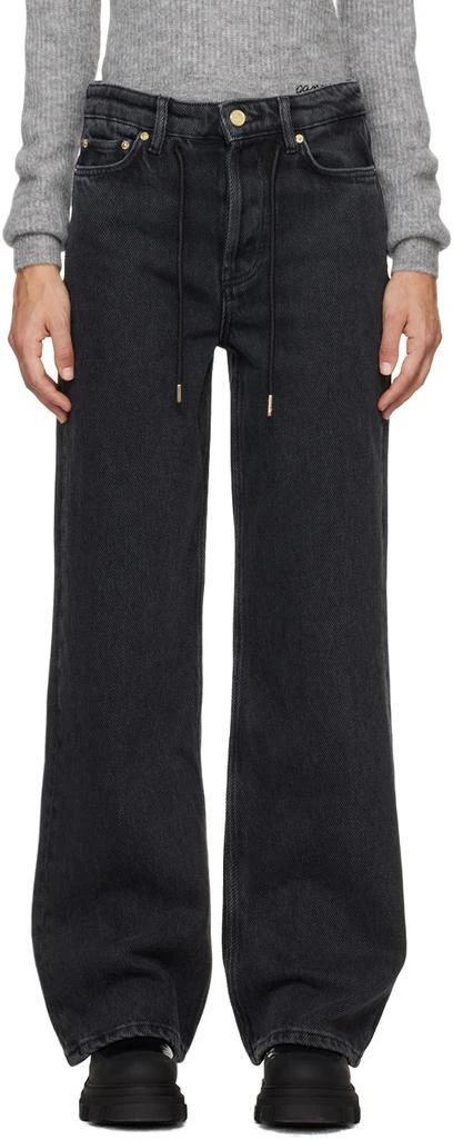 GANNI Black Drawstring Jeans 1