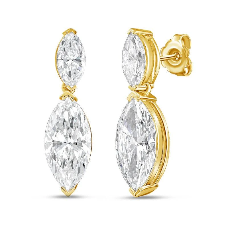 Diana M Jewels 14KW YG Drop Earrings 10.00 Ct TW of Lab grown marquise diamonds 2