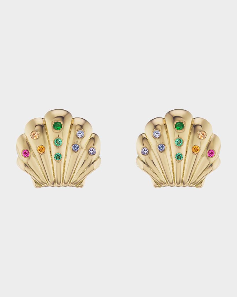 Brent Neale Small Shell Stud Earrings with Stones