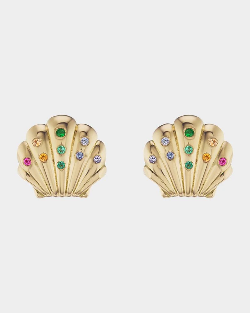 Brent Neale Small Shell Stud Earrings with Stones 1