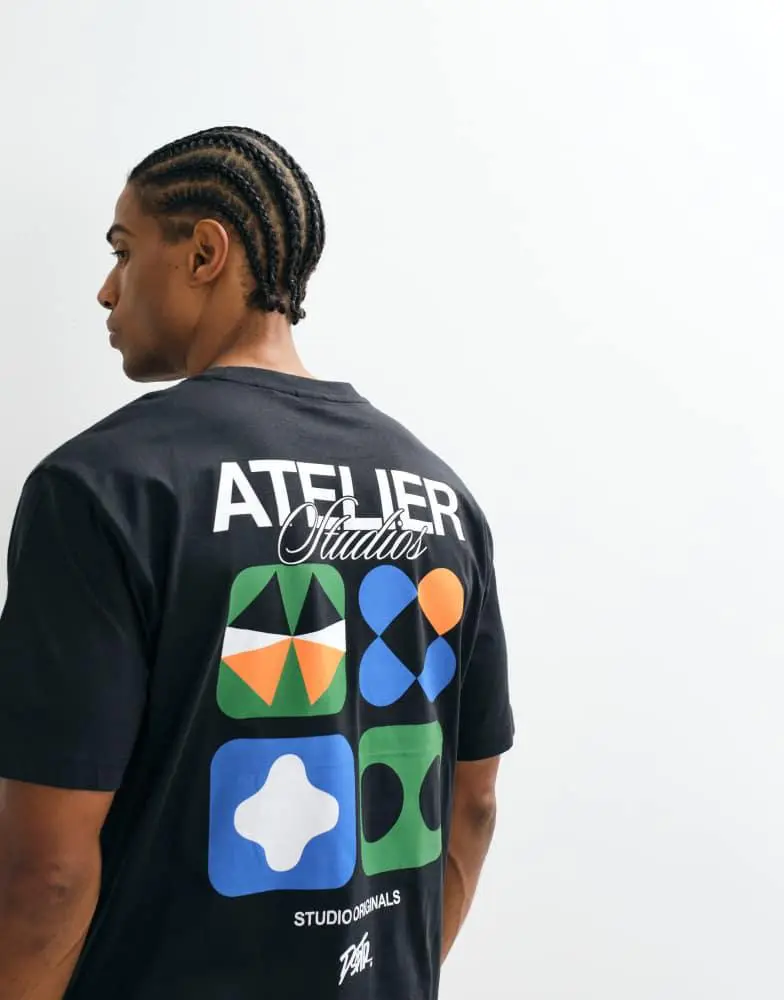 Only & Sons ONLY & SONS relaxed fit t-shirt with atelier back print in black