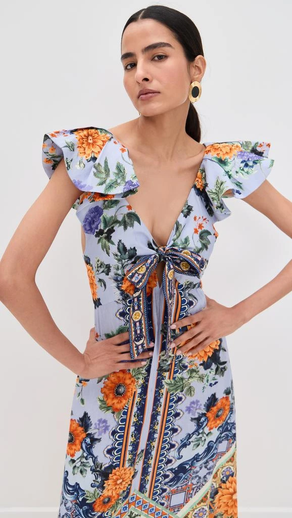 Camilla Tie Front Frill Sleeve Long Dress 4