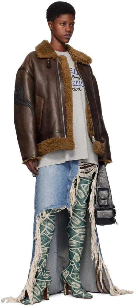 Vetements Brown Graphic Shearling Jacket 4