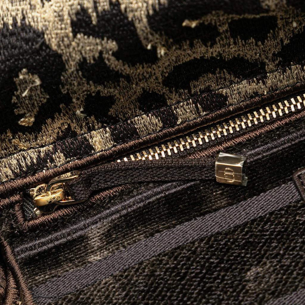 Dior Dior Brown Mizza Medium Embroidered Velvet Leopard Lady D Lite Bag 7