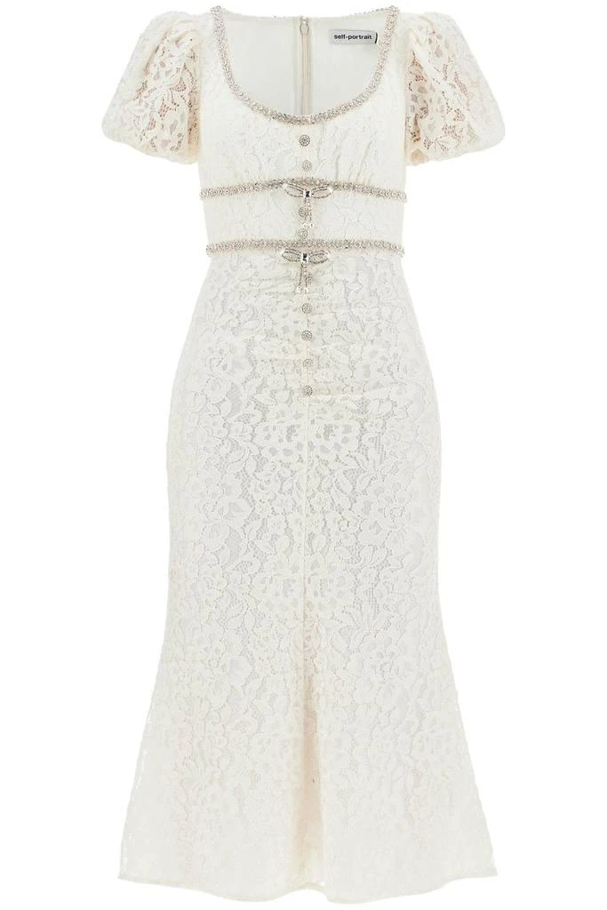 knee length dresses for ladies Champagne Floral Embellished Maxi Dress – self-portrait-US main image 0
