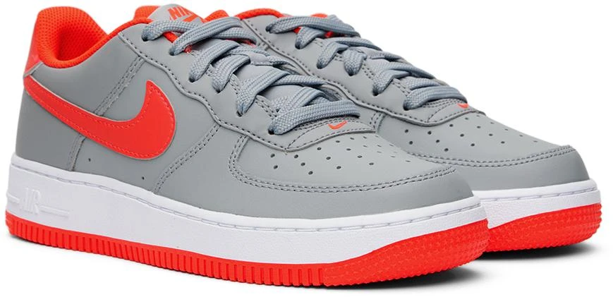 NIKE Kids Gray & Red Air Force 1 Big Kids Sneakers 4