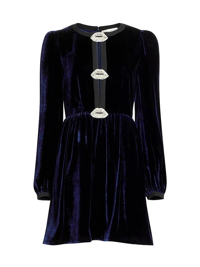 Saloni Camille Bows Velvet Minidress 1