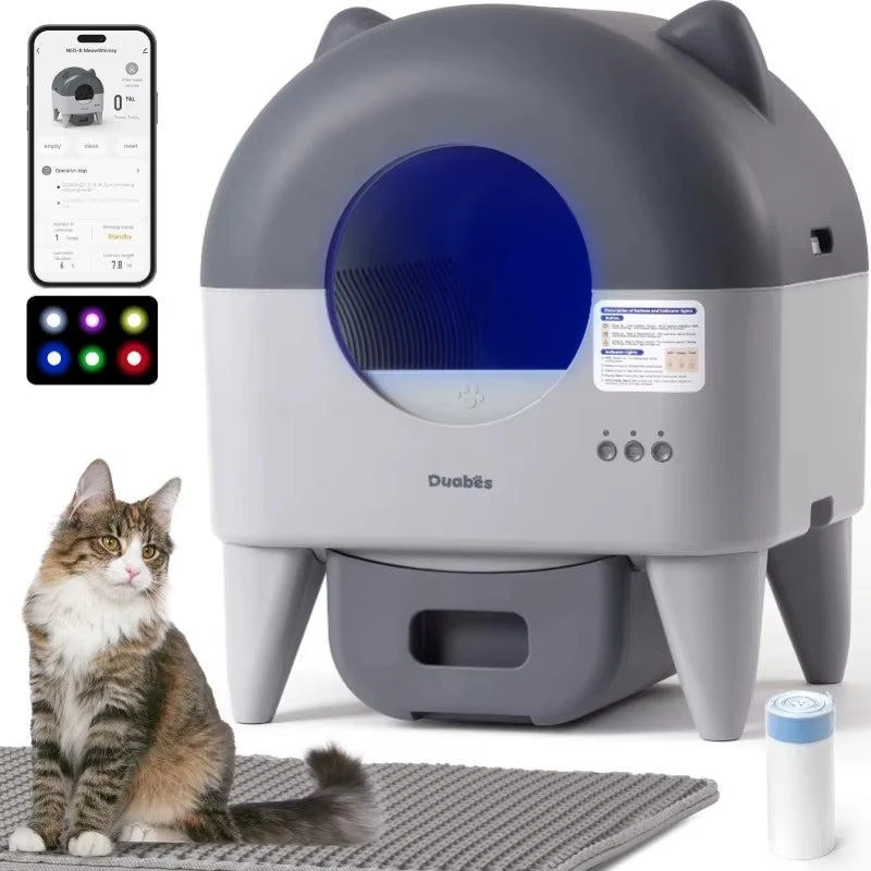 Lunapurr Extra Large Automatic Self-Cleaning Cat Litter Box with App Control and Odor Management for Multi-Cat Households