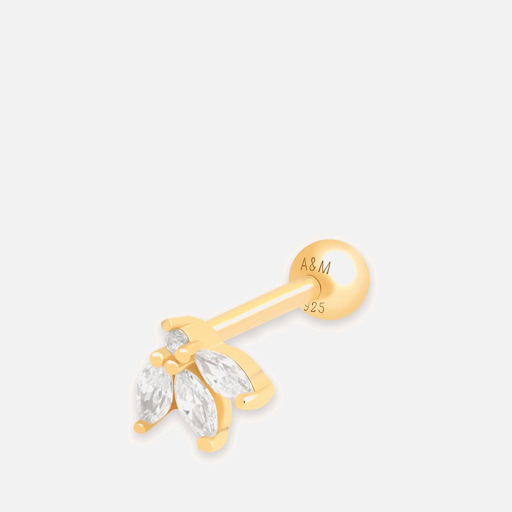 ASTRID & MIYU Astrid & Miyu Gold-Plated Sterling Silver Navette Fan Barbell Single Earring