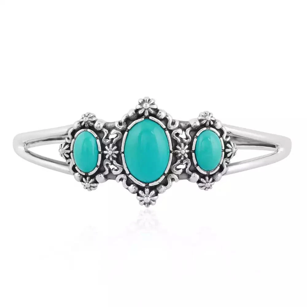 American West Jewelry Sterling Silver Women
s Cuff Bracelet Blue Turquoise Gemstone Size Small - 3