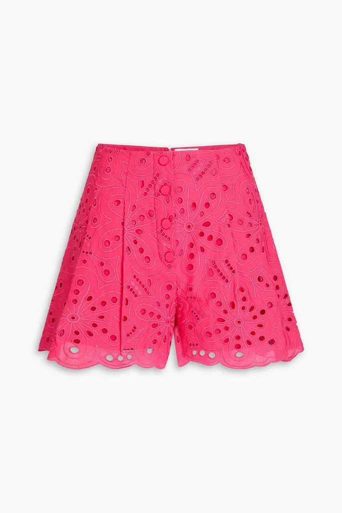 Charo Ruiz Ibiza Gabrielle pleated broderie anglaise cotton-blend shorts 1
