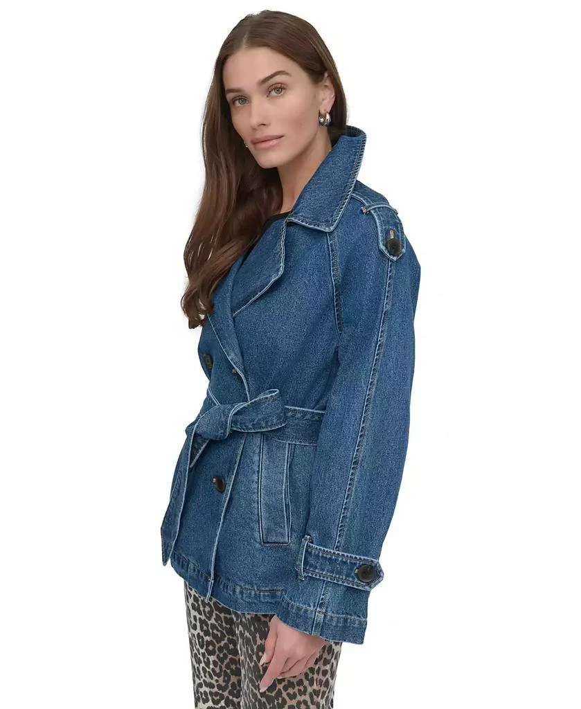 DKNY Women's Short Belted Double-Breasted Trench Coat 3