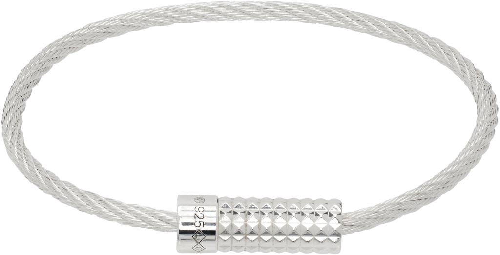 Le Gramme Silver Pyramid Guilloché Cable 'Le 9g' Bracelet