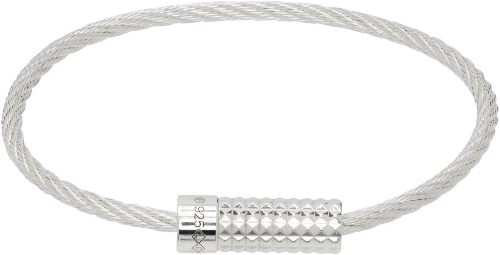 Le Gramme Silver Pyramid Guilloché Cable 'Le 9g' Bracelet 1
