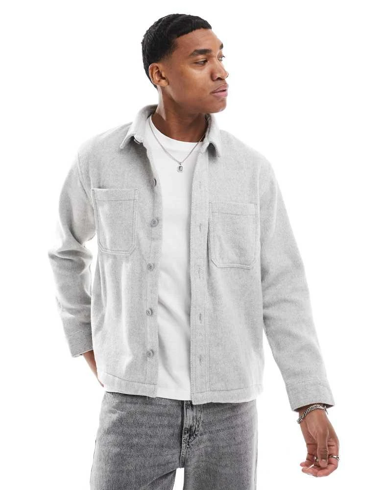HOLLISTER Hollister brushed overshirt in grey 2