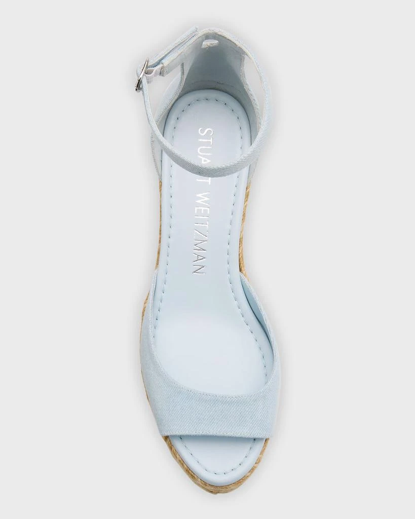 Stuart Weitzman Nudista Denim Ankle-Strap Wedge Espadrilles 5