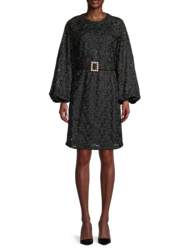 Rachel Parcell Belted Embroidered-Mesh Dress 1