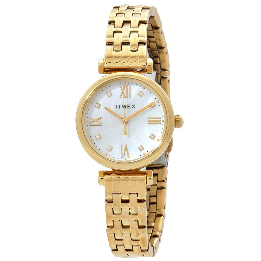 Timex Parisienne Quartz Crystal Mother of Pearl Dial Ladies Watch TW2T78900
