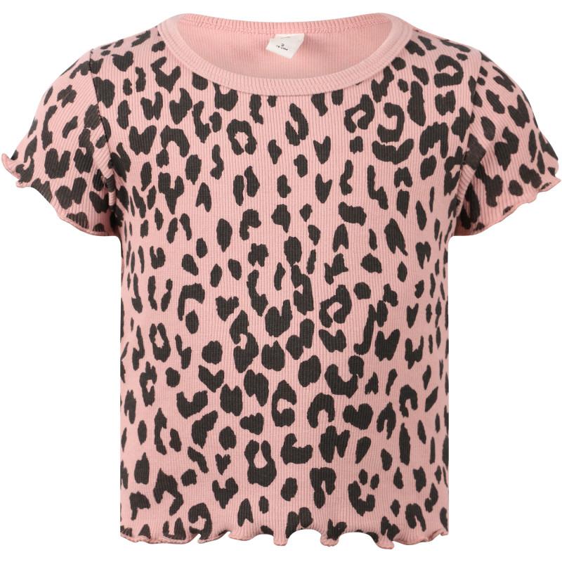Huxbaby Leopard print organic t shirt and shorts set in dusty pink