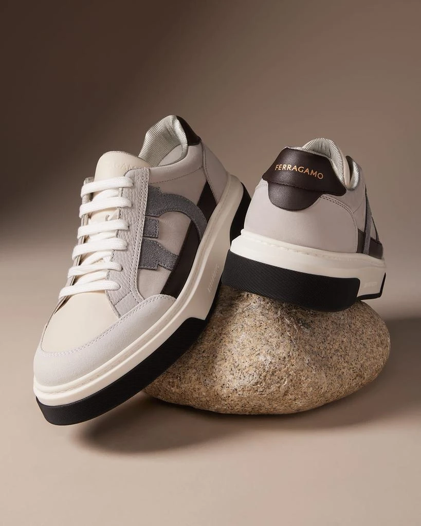 Salvatore Ferragamo Men's Cassina Gancini Leather Low-Top Sneakers 6