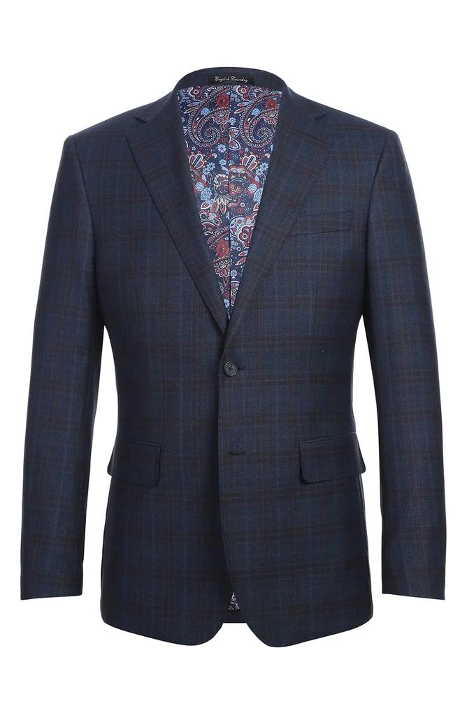 English Laundry Plaid Trim Fit Notch Lapel Wool Blend Two-Piece Suit 6