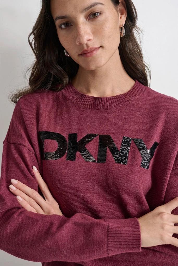 DKNY SEQUIN LOGO EMBELLISHED SWEATER 4
