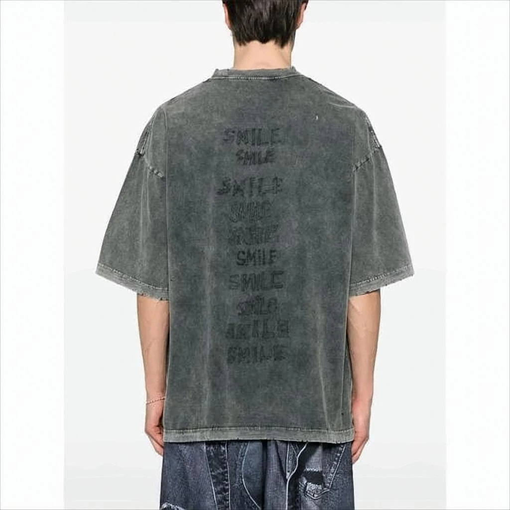 Maison MIHARA YASUHIRO Washed Charcoal Grey Oversized Tee with Distressed Graphics 2