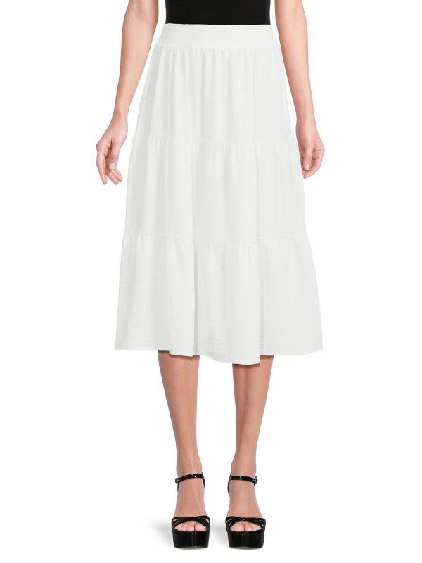 Renee C. Solid Tiered Midi Skirt 1