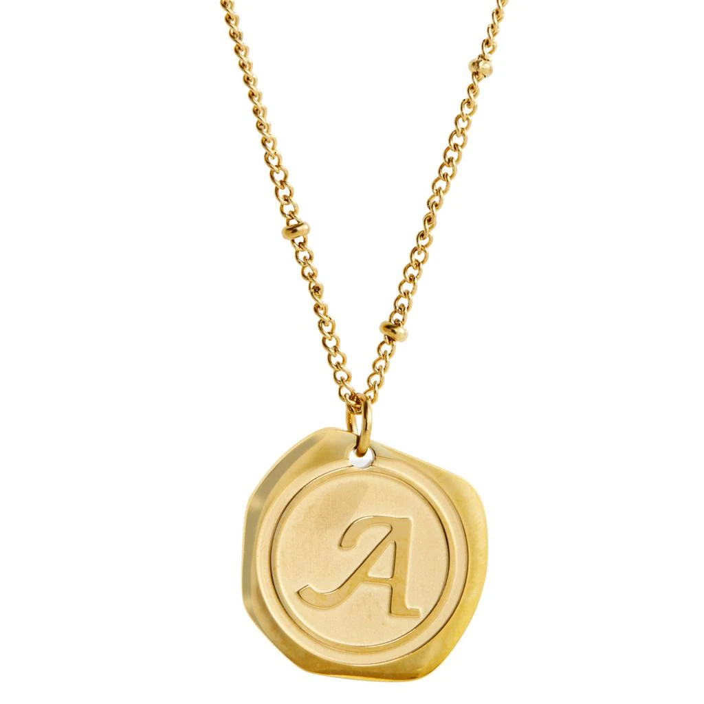 Savvy Cie Jewels 22K Gold Plated Coin Initial Necklace 7
