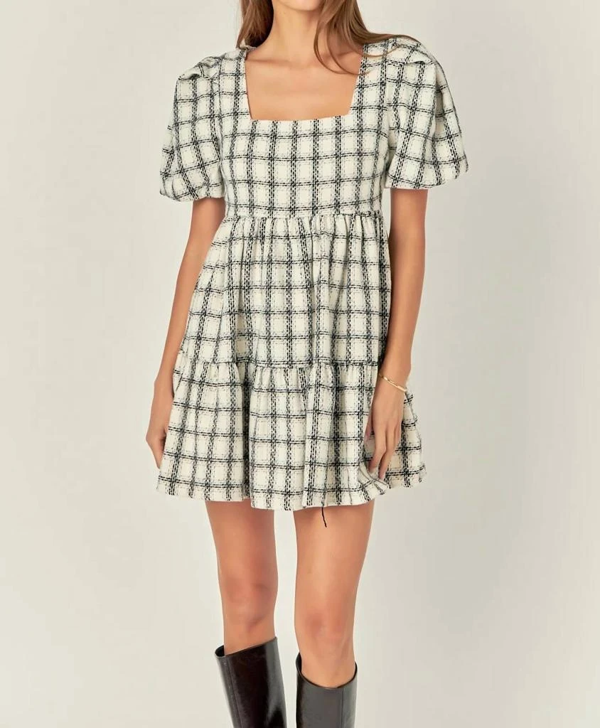 English Factory Gingham Dress In Black/white 1