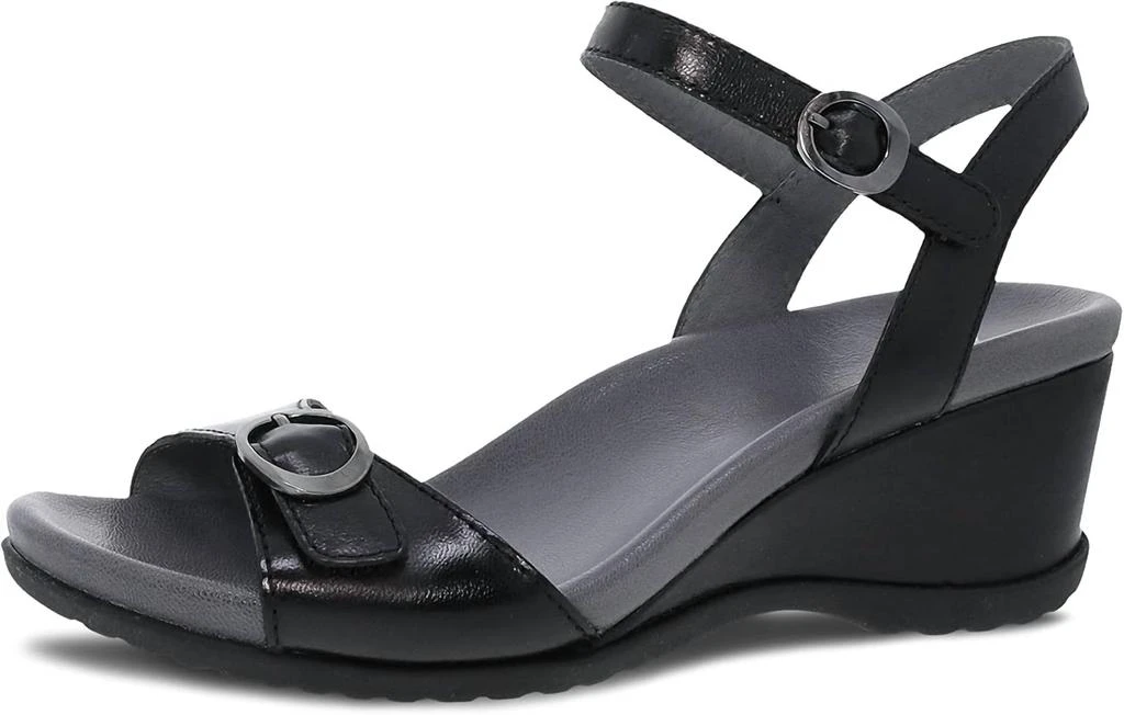 Dansko Women's Arielle Wedge Sandal In Black Glazed 3