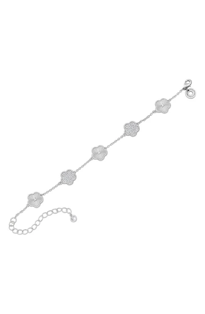 Kenneth Jay Lane Pavé Cubic Zirconia Striated Clover Line Bracelet